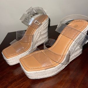 Clear Square Toe Wedges - Size 35 (5)